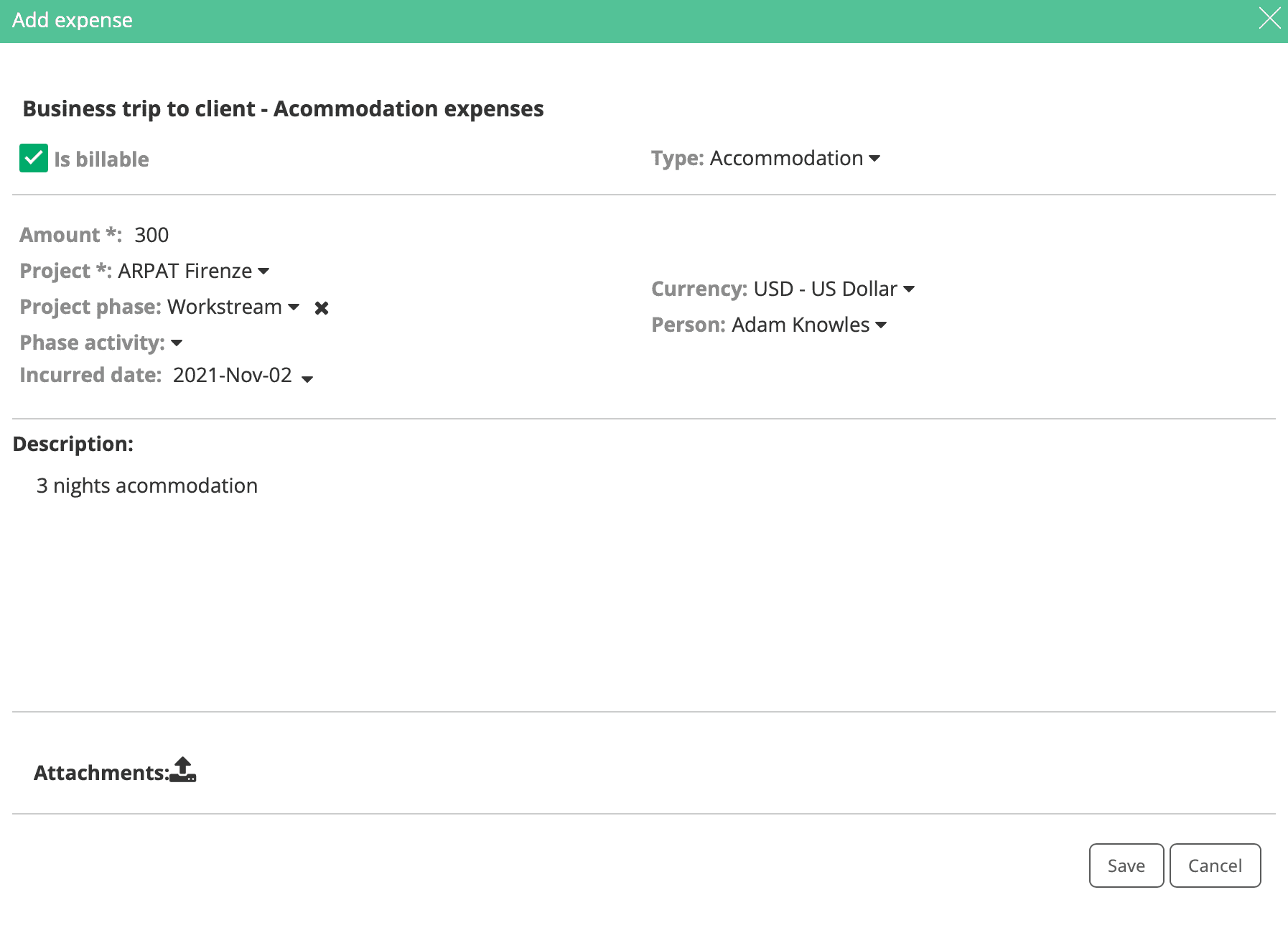 Wydatki związane z projektem dodane do faktury klienta.