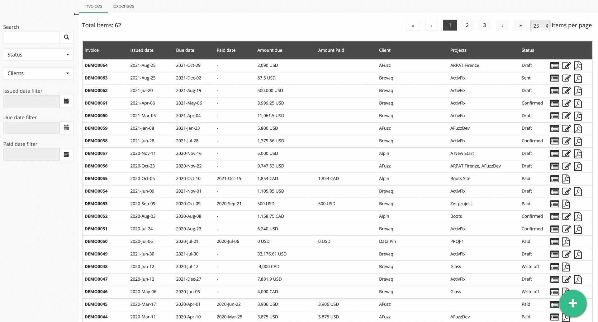 Szczegółowy raport faktur z terminem płatności, kwotą i statusem.